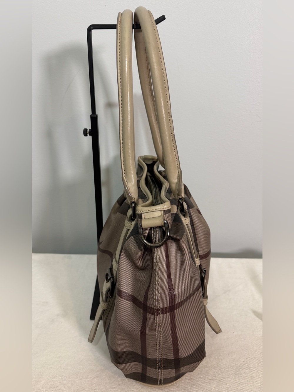 Burberry Smoked Check Satchel Crossbody Bag Multicolor & Dust Bag - Picture 7 of 17